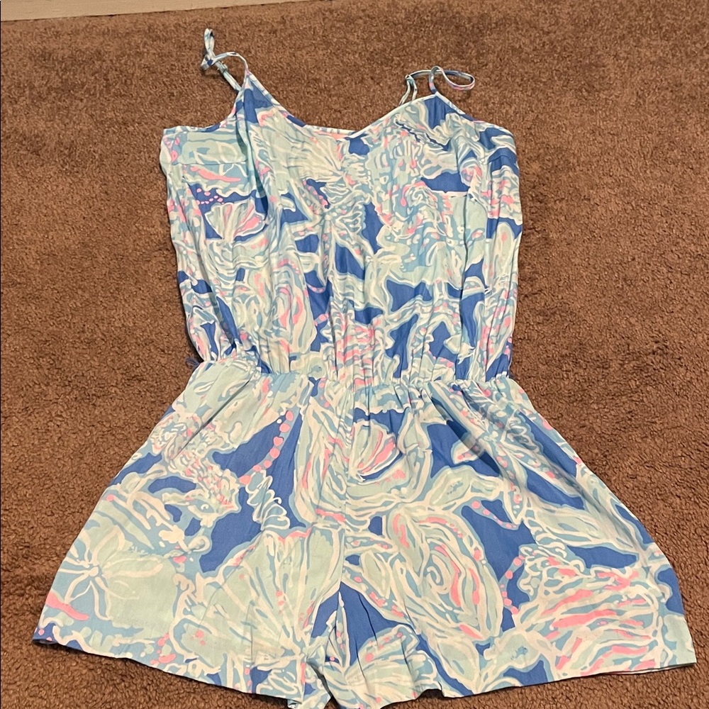 Lilly Pulitzer Blue and Pink Printed Romper